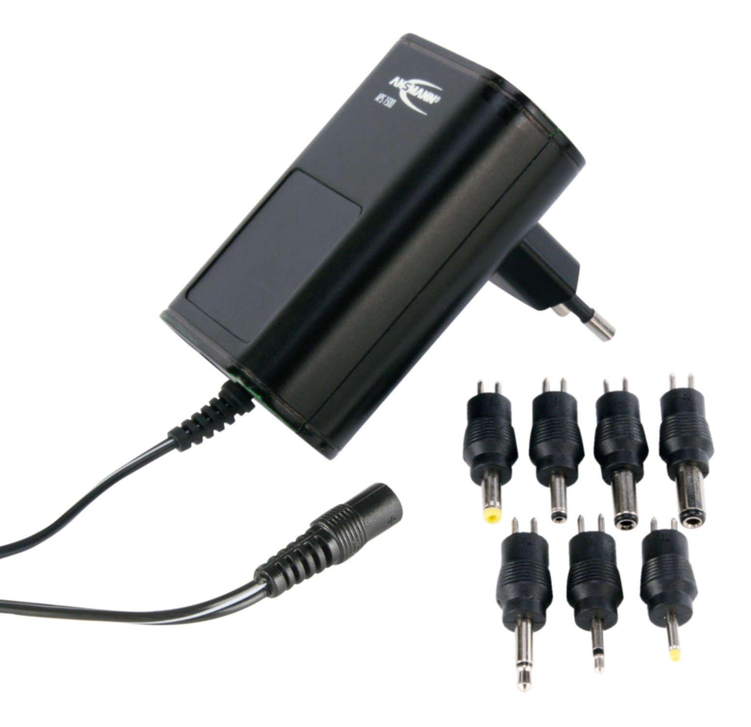 APS 1500, Universal-Steckernetzgerät einstellbar von 3-12V, spannungsstabilisiert, Sekundär-Strom ma. 1500mA, inkl. verschiedener Ausgangsstecker, weltweit einsetzbar 100-240V AC,  3 Jahre Garantie