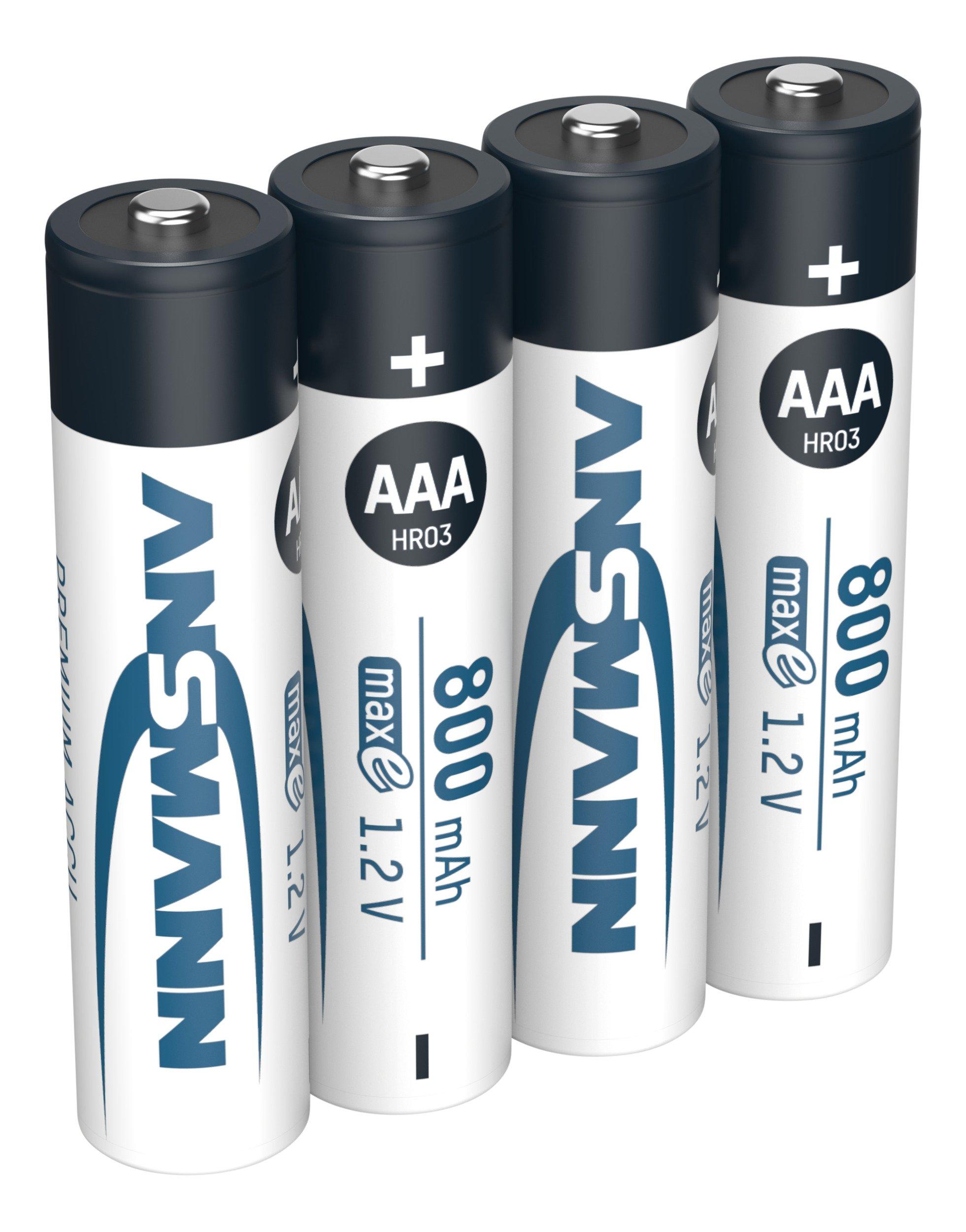 4x Micro AAA NiMH Akku, Nickel-Metallhydrid-Akku Micro AAA / 1,2 V mit sehr geringer Selbstentladung durch maxE-Technologie
