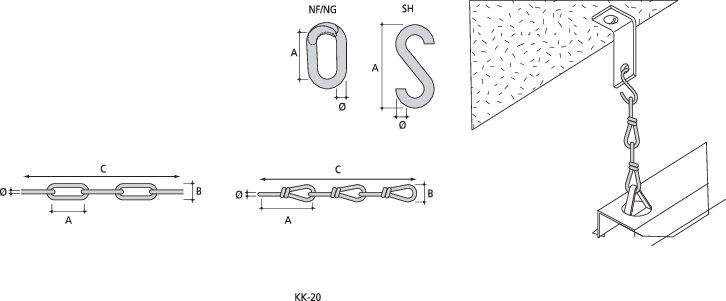KK-20, Kette aus geflochtenden Gliedern verzinkt, 1,8mm, Gliederlaenge 25mm