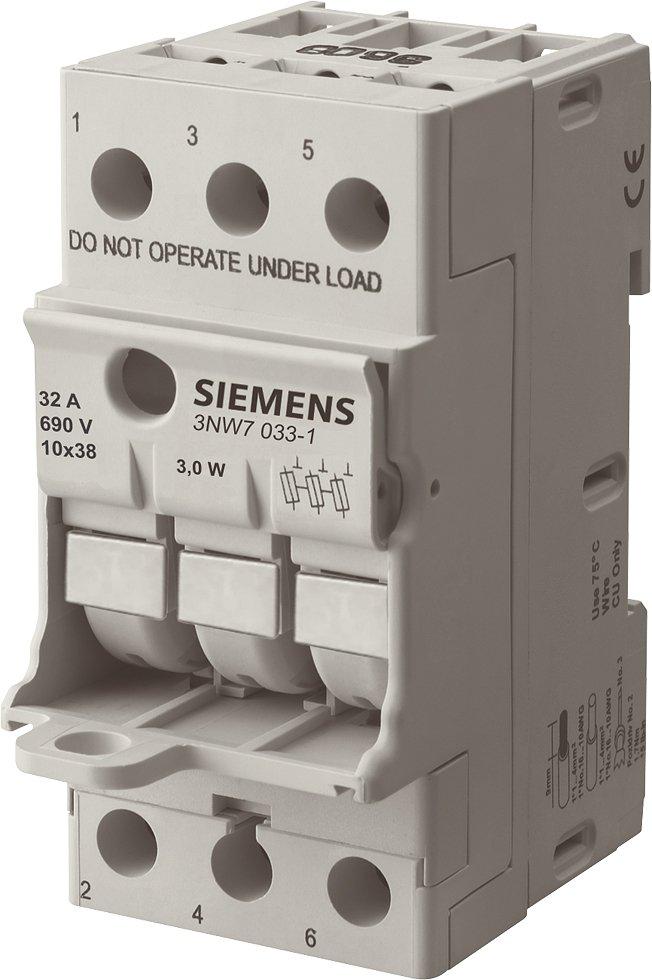 3NW7033-1, SENTRON, Zylindersicherungshalter, 10x38 mm, 3-polig, In: 32 A, Un AC: 690 V