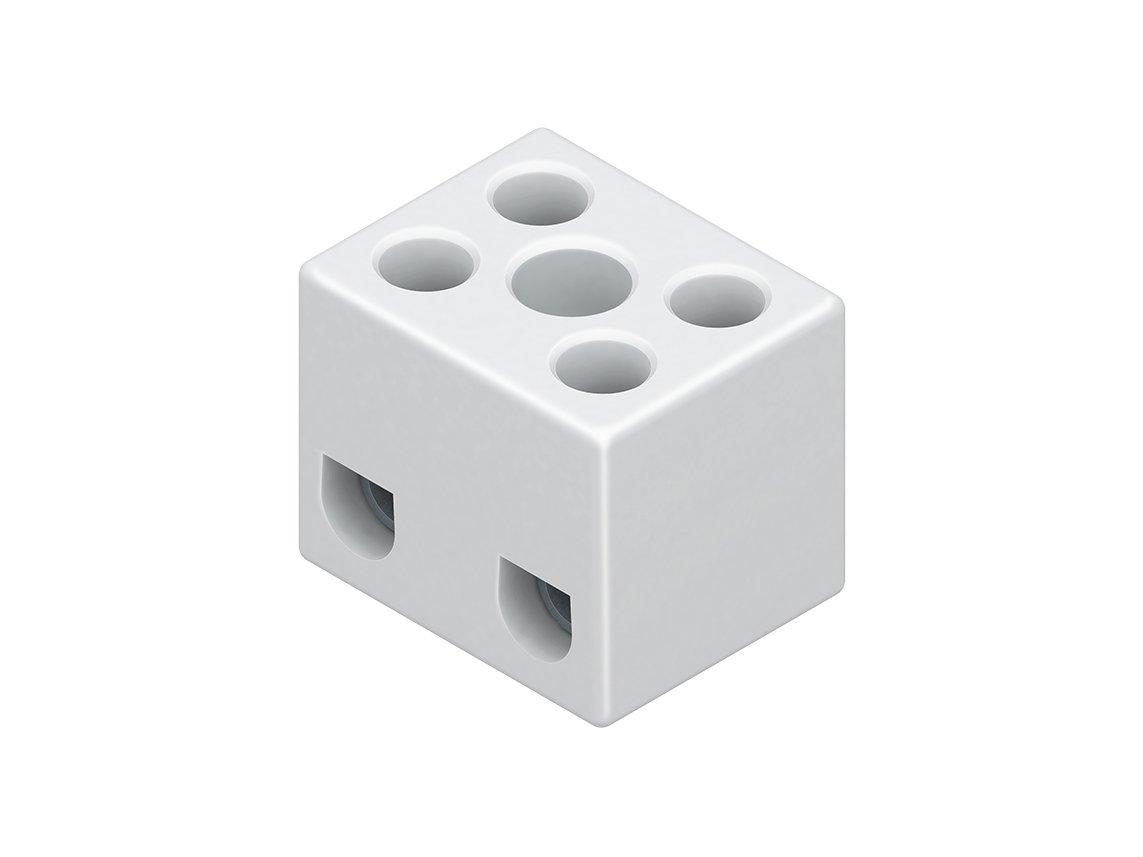 1127.G, Anschlussklemme, Klemmbereich 1,0-4,0 mm², 2 polig, Porzellan, Farbe weiß, mit Befestigungsbohrung