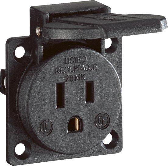 UL12500, Einbausteckdose USA / Kanada, schwarz, 125 V/15 A
