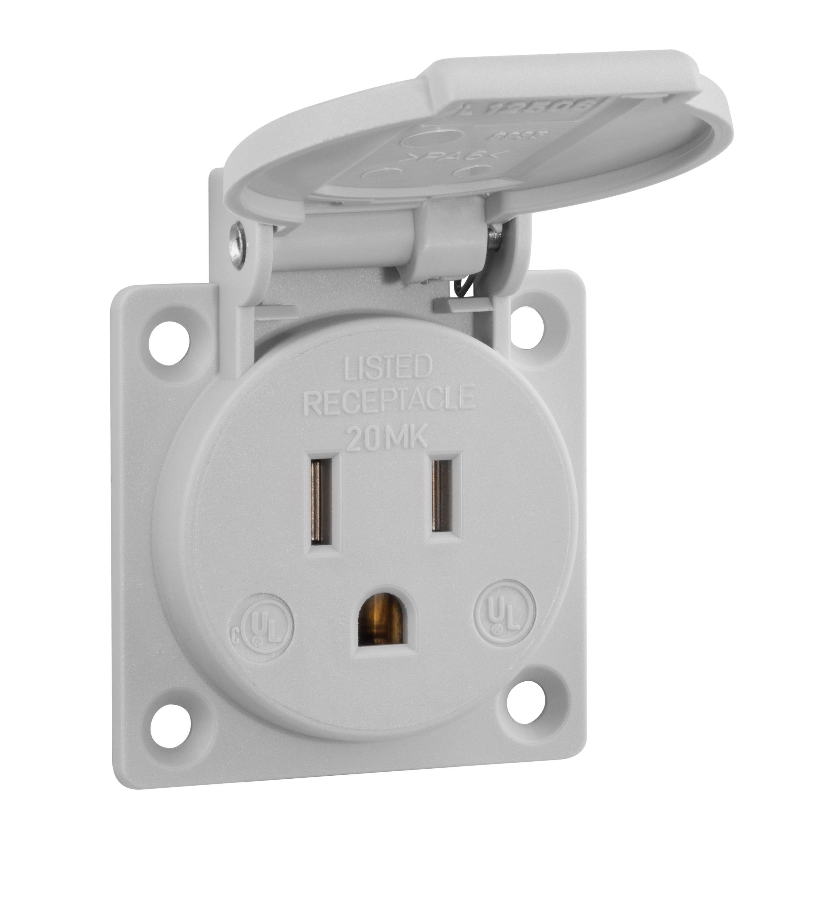 UL12506, Einbausteckdose USA / Kanada, grau, 125 V/15 A
