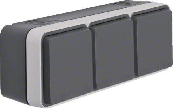 47733515, Steckdose SCHUKO 3fach waager. W.1 grau