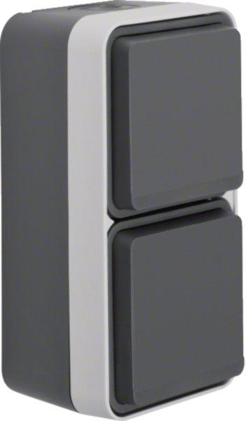 47703525, Steckd. SCHUKO 2f senk. Klappd W.1 grau