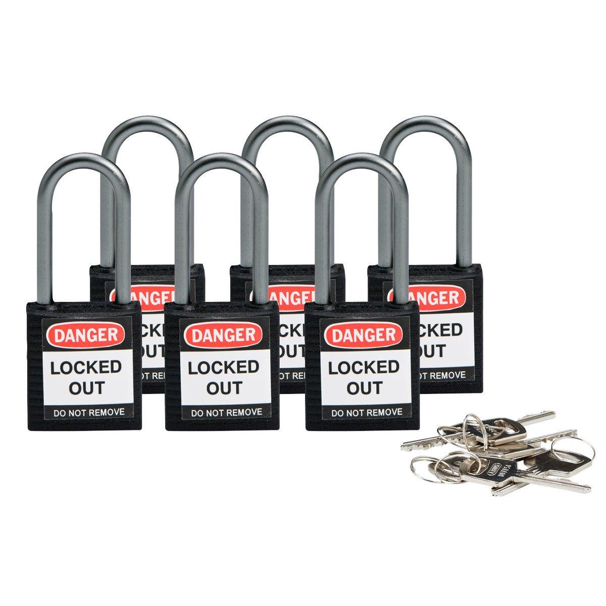 COMPACT SAFE PADLOCK 38MM SHA KD BLACK/6, Kompakte Brady Sicherheitsschlösser mit einem Bügel von 38&nbsp;mm - Keyed Different