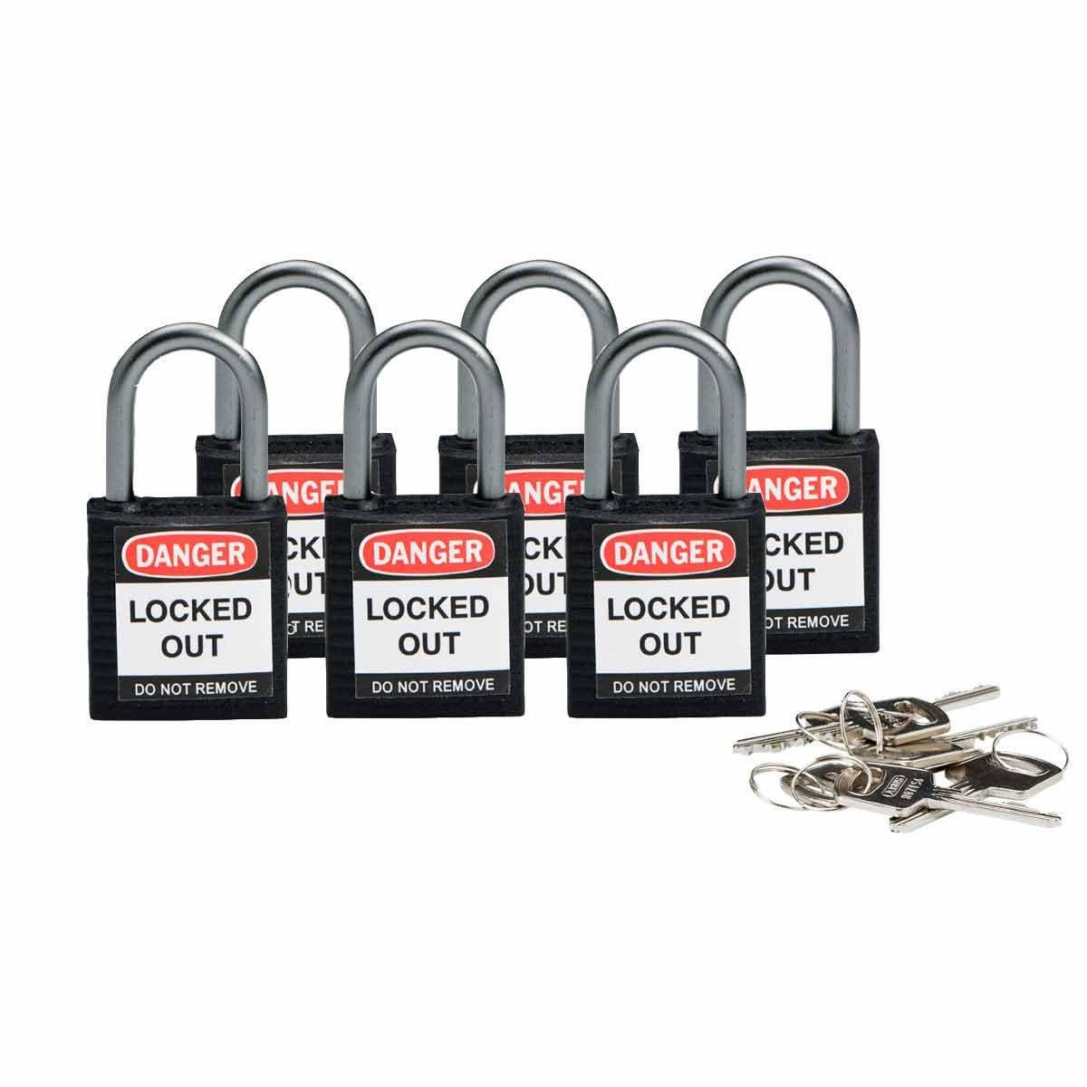 COMPACT SAFE PADLOCK 25MM SH KD BLACK/6, Kompakte Brady Sicherheitsschlösser mit einem Bügel von 25&nbsp;mm - Keyed Different