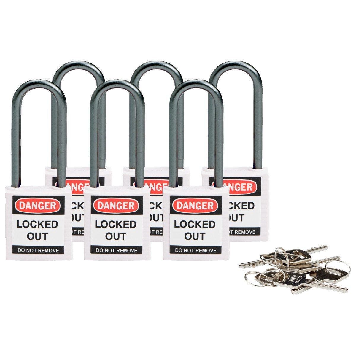 COMPACT SAFE PADLOCK 50MM SHA KD WHITE/6, Kompakte Brady Sicherheitsschlösser mit einem Bügel von 50&nbsp;mm - Keyed Different
