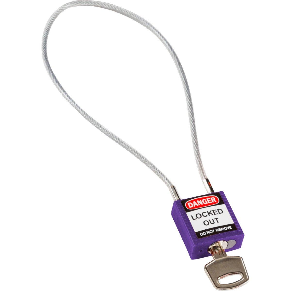 COMPACT CABLE PADLOCK PURPLE 40CM KD, Kompakte Sicherheitsschlösser&nbsp;–&nbsp;mit Kabelbügel