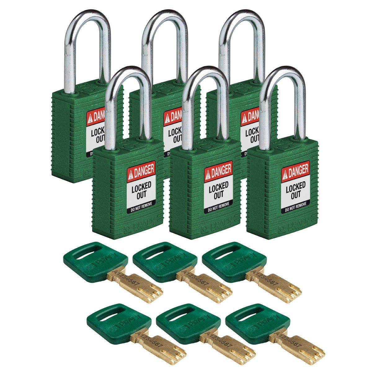 NYL-GRN-38ST-KD6PK, SafeKey-Vorhängeschlösser&nbsp;–&nbsp;Nylon