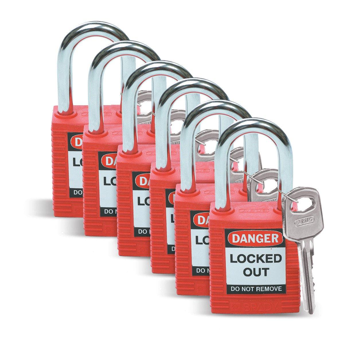 SFTY PADLOCK STEEL 38MM SHA RED 6/PAC, Sicherheitsschlösser&nbsp;–&nbsp;Standard