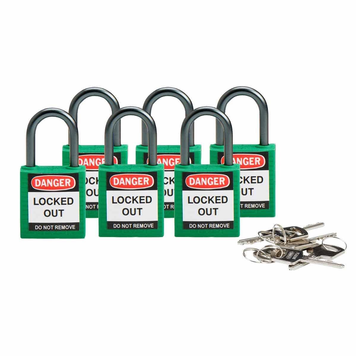 COMPACT SAFE PADLOCK 25MM SHA KD GREEN/6, Kompakte Brady Sicherheitsschlösser mit einem Bügel von 25&nbsp;mm - Keyed Different