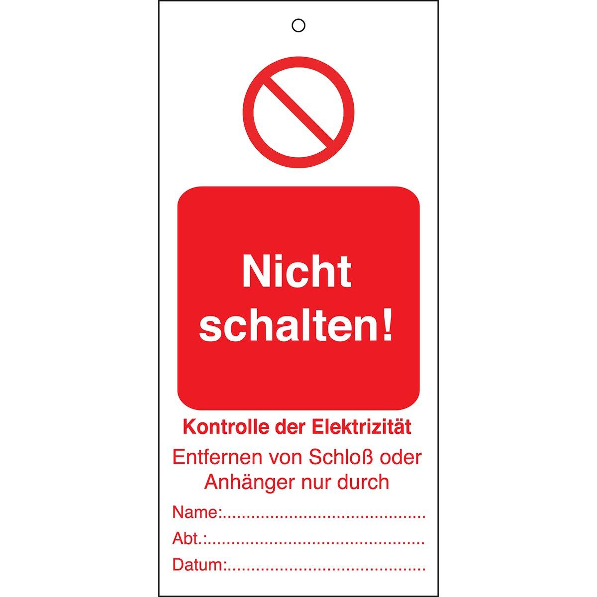 ANHÄNGER-NICHT SCHALTEN-50X110 ROT, Tagout: Anhänger für Warnhinweise