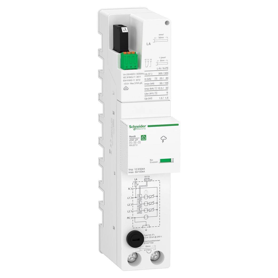 R9L22712, Kombiableiter ZP T1 T2 T3 12,5kA TT/TNS 3PN Spgs,abgriff m Sich, u Meldekontakt