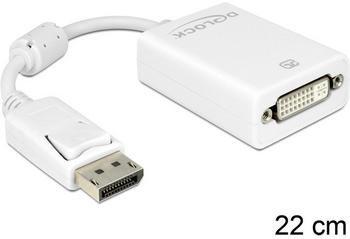 61765, Delock 61765 DisplayPort / DVI Adapter [1x DisplayPort Stecker - 1x DVI-Buchse 24+5pol.] Weiß mit Ferritkern 12.00 cm