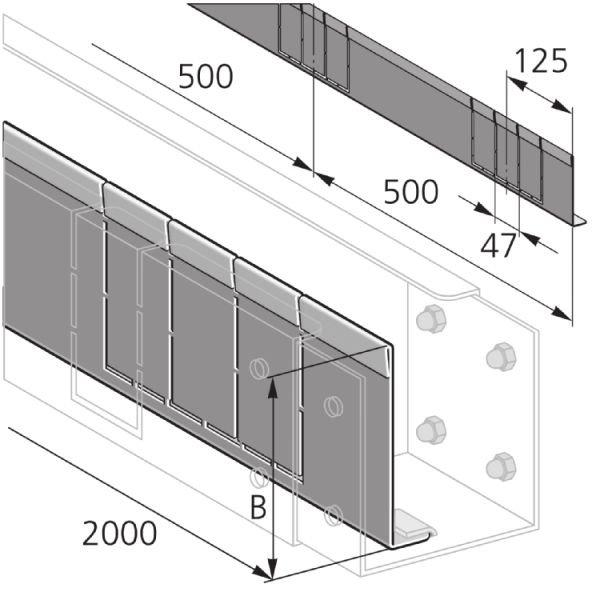 TL2 100  S VS, Industrie-Kanal, Trennwand perforiert, Stahl, verzinkt, L 2000 mm
