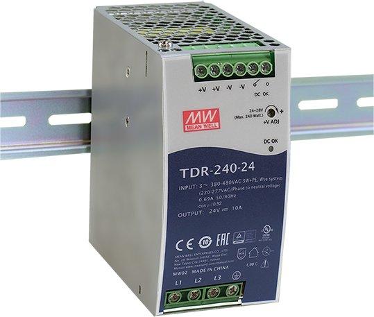 TDR-240-24, 240W Slim Three Phase Industrial DIN Rail with PFC Function