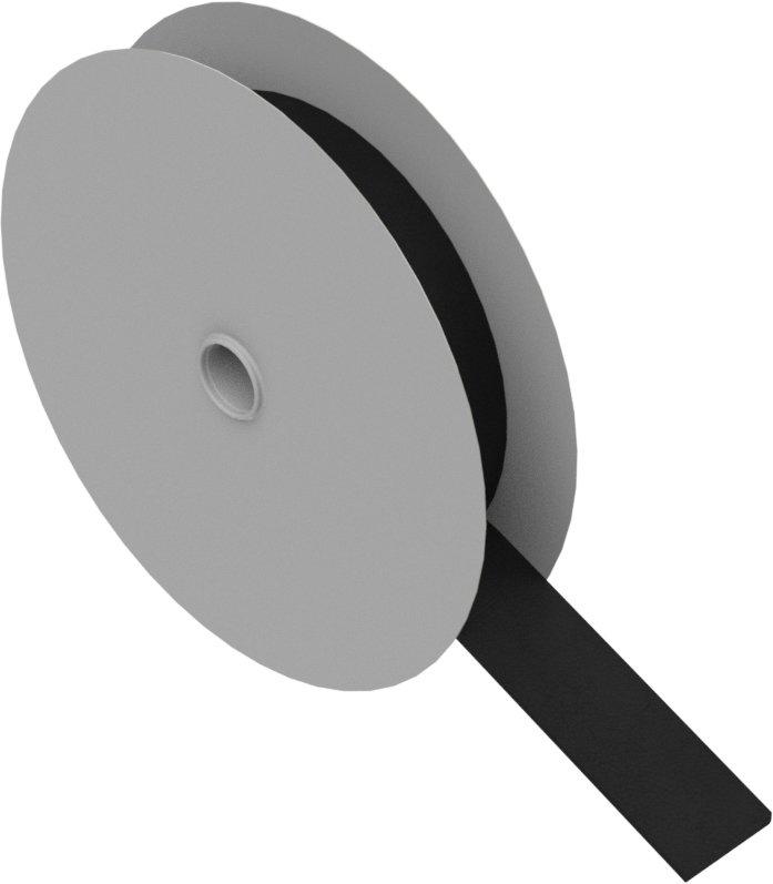 Klettband-Rolle FRT, Haken- und Flauschband, selbstverlöschend nach UL94-V2, silikonfrei, Breite 16mm, Farbe schwarz,  VE = Rolle 25m - stat. Warennr.: 39269097 -
