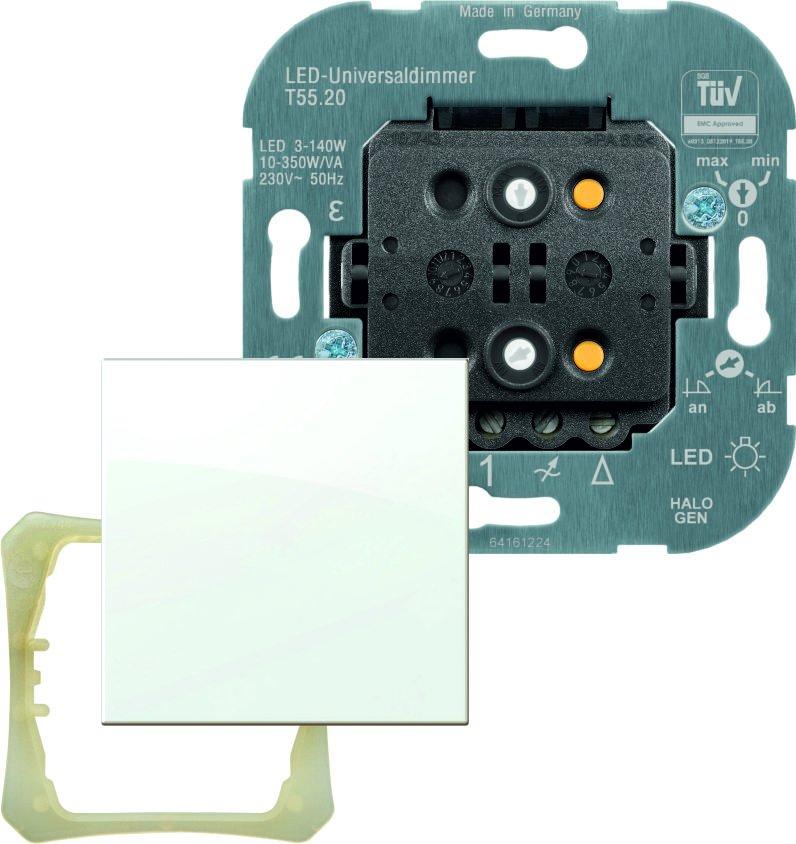NDIMUNITA350LED140.01, LED-Universaltastdimmer kompatibel 55er Schalterprogramm inkl. Wippe weiß, LED: 3-140W, 10-350W/VA (R, L, C, LED)
