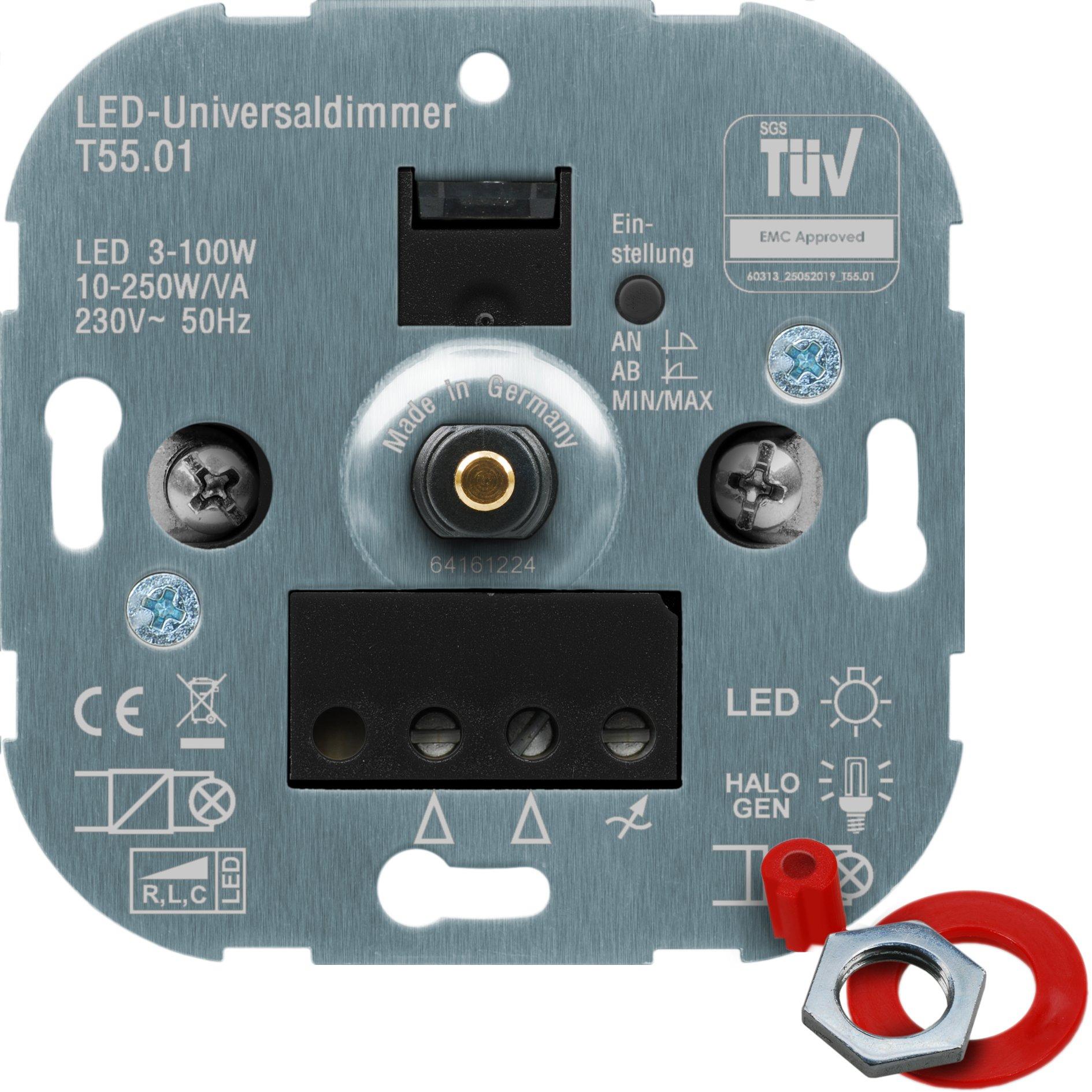 NDIMUNIDR250LED100.01, LED-Universaldimmer, Drehdimmer, Schalterprogrammkompatibel, LED: 3-100W, 10-250W/VA (R, L, C, LED)