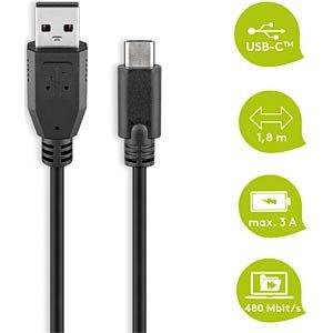 GOOBAY 55468, Sync- & Ladekabel, USB-A -> USB-CT, 1,8 m, schwarz