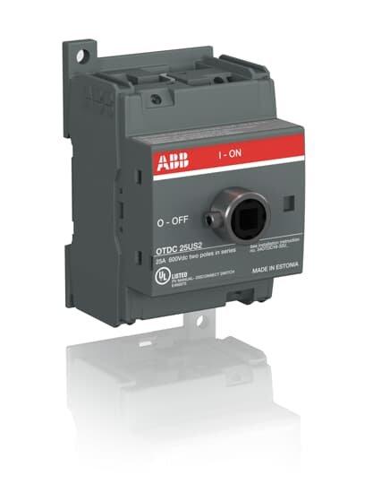 OTDC25U2, DC-Lasttrennschalter 2-polig 25 A, ohne Griff UL 600 V DC Einkreis