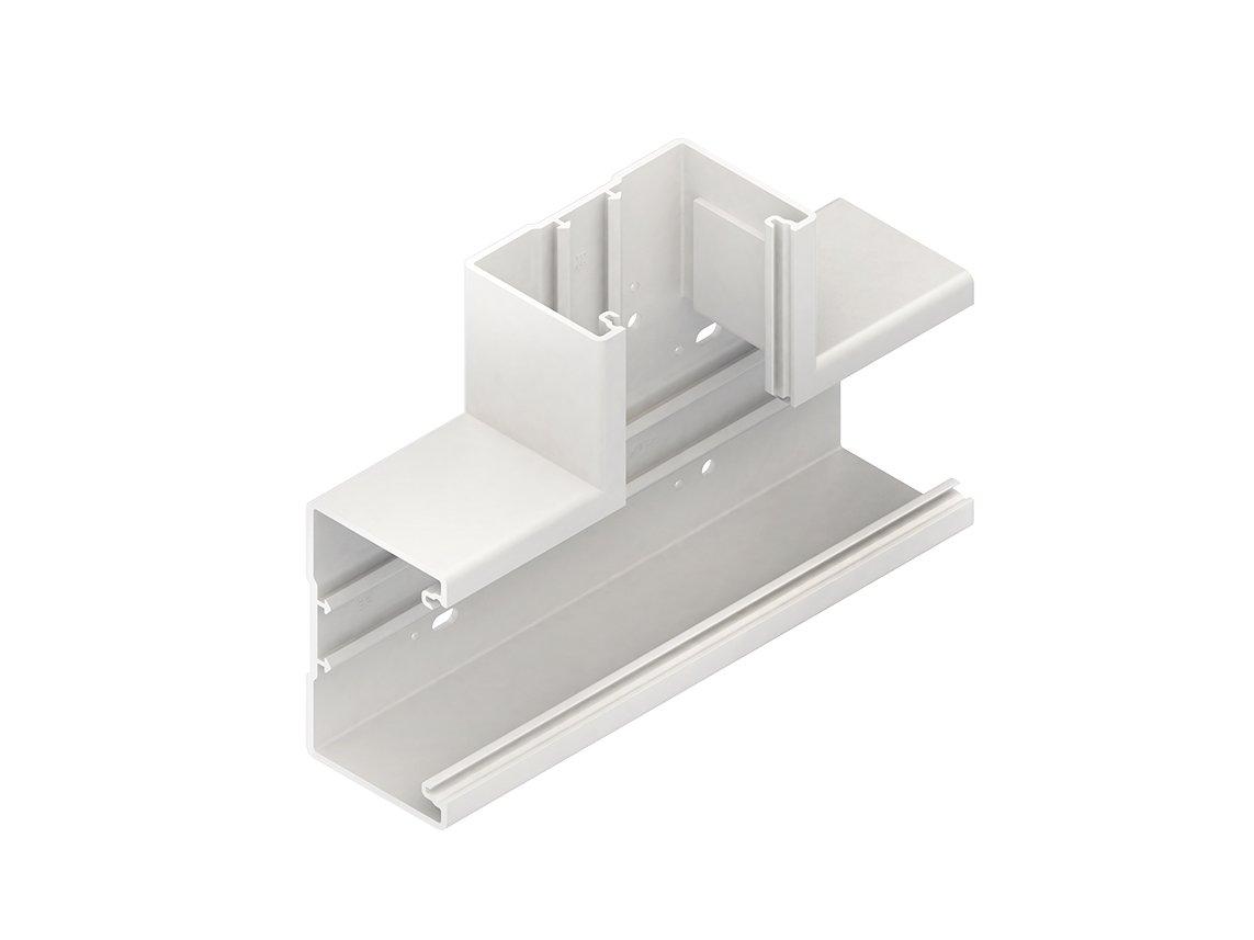 BT1308.8, T-Stück 90°, mit Bodenlochung, 133x193x66 mm, Länge 250 mm, Kunststoff PVC-hart, RAL 7035, lichtgrau