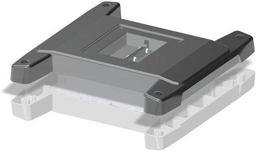 STANDFUSS BODENMONTAGE, flex.base Standfuß für Bodenbefestigung zur Adaption aller BERNSTEIN Tragsysteme, RAL 9006 weiß-aluminium