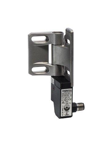 SHS3Z-U1Z-SR-R, Sicherer Scharnierschalter, Zink-Druckguss, frei wählbarer Schaltpunkt, wiedereinstellbar, Linksanschlag, 4-pol M12 Stecker radial, 1xNC/1xNC