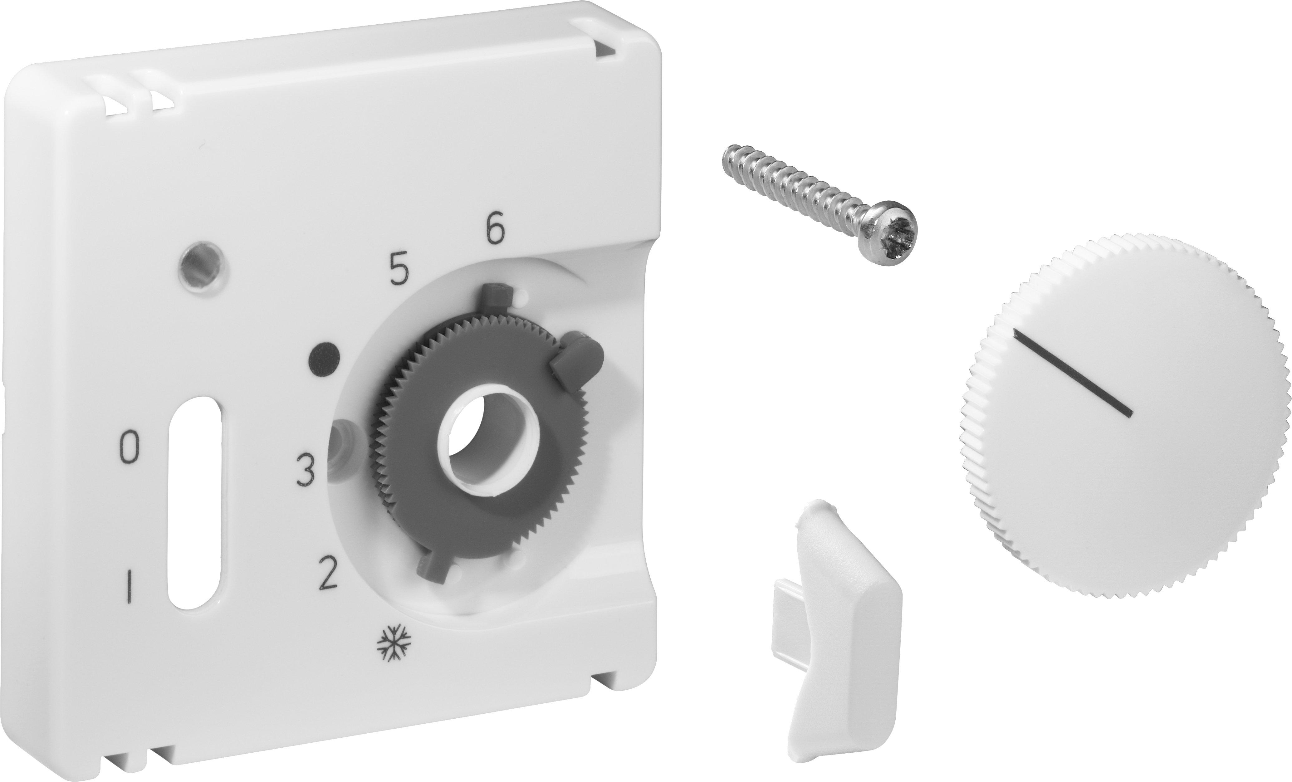 JZ-035.000, Deckelset für Raumtemperaturregler RTBSU-401.062 / Fußbodentemperaturregler RTERU, 50 x 50, reinweiß (RAL9010), glänzend
