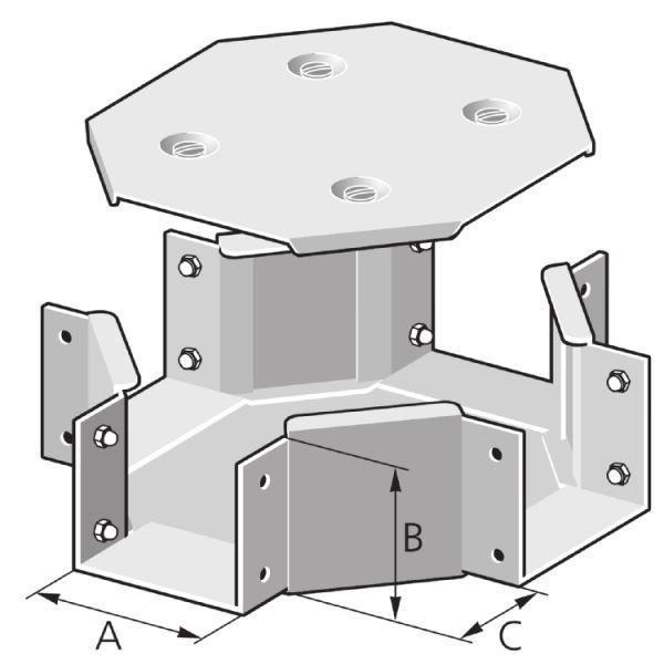 KDF 200/100, Industrie-Kanal, Kreuzung, Deckel in Flucht, Stahl, verzinkt, grundiert, 200x100 mm