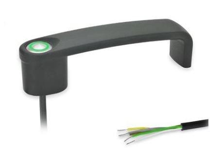 GN422-ZDT1-S-SW, Bügelgriff mit Taster, Anschlussart Stecker mit 0,25 m Kabel, schwarz