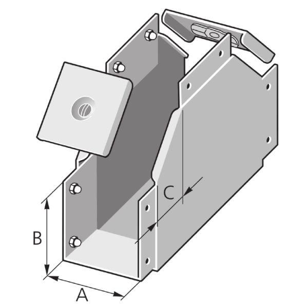 TDI 300/150, Industrie-Kanal, T-Stück, Deckel Innen, Stahl, verzinkt, grundiert, 300x150 mm