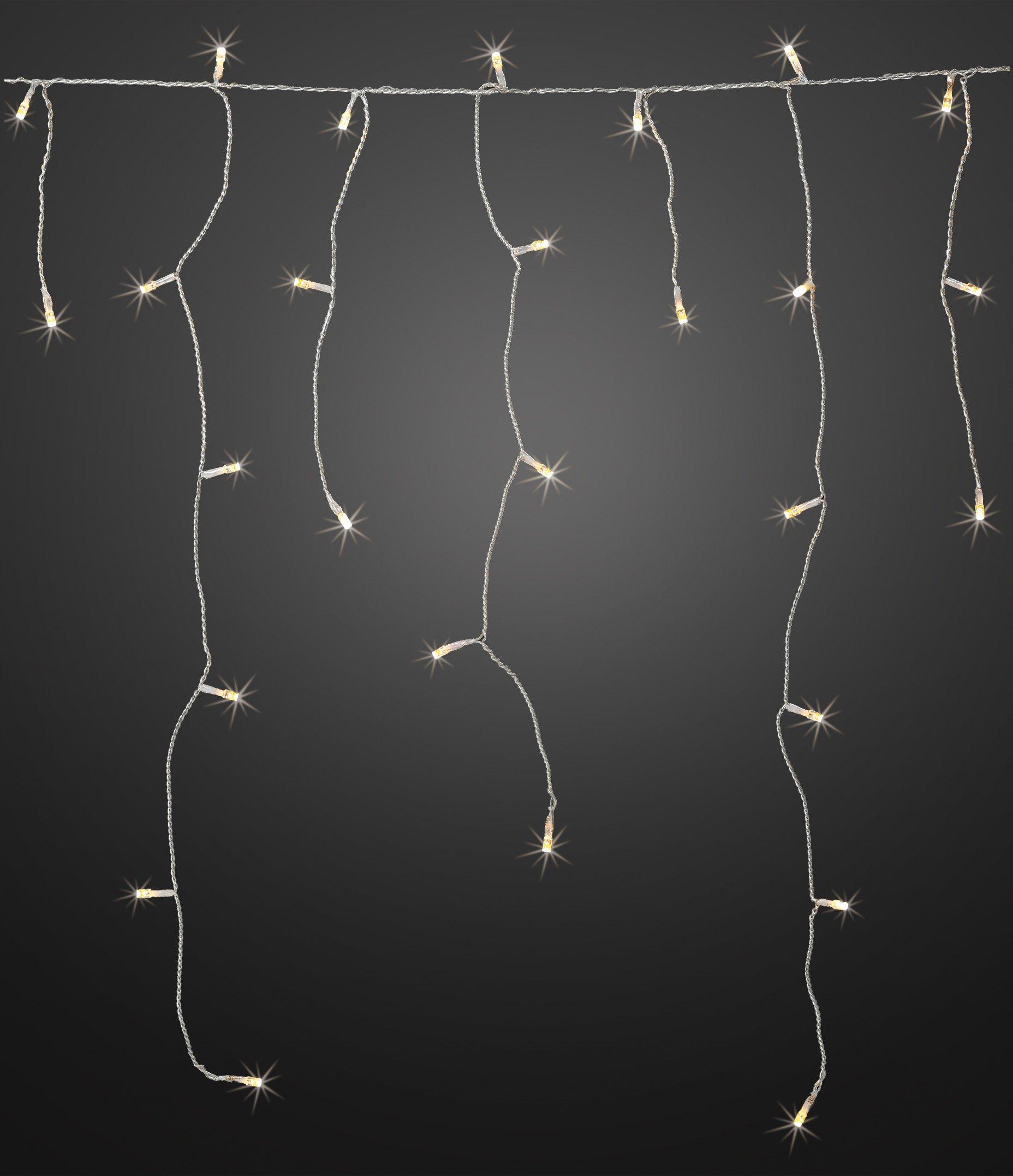 565133, LED-Fenster-Eislichtvorhang 48-tlg. warm-weiß, H=0,63 m,B=1,10m,transp. Kabel,mit 24 V-Trafo