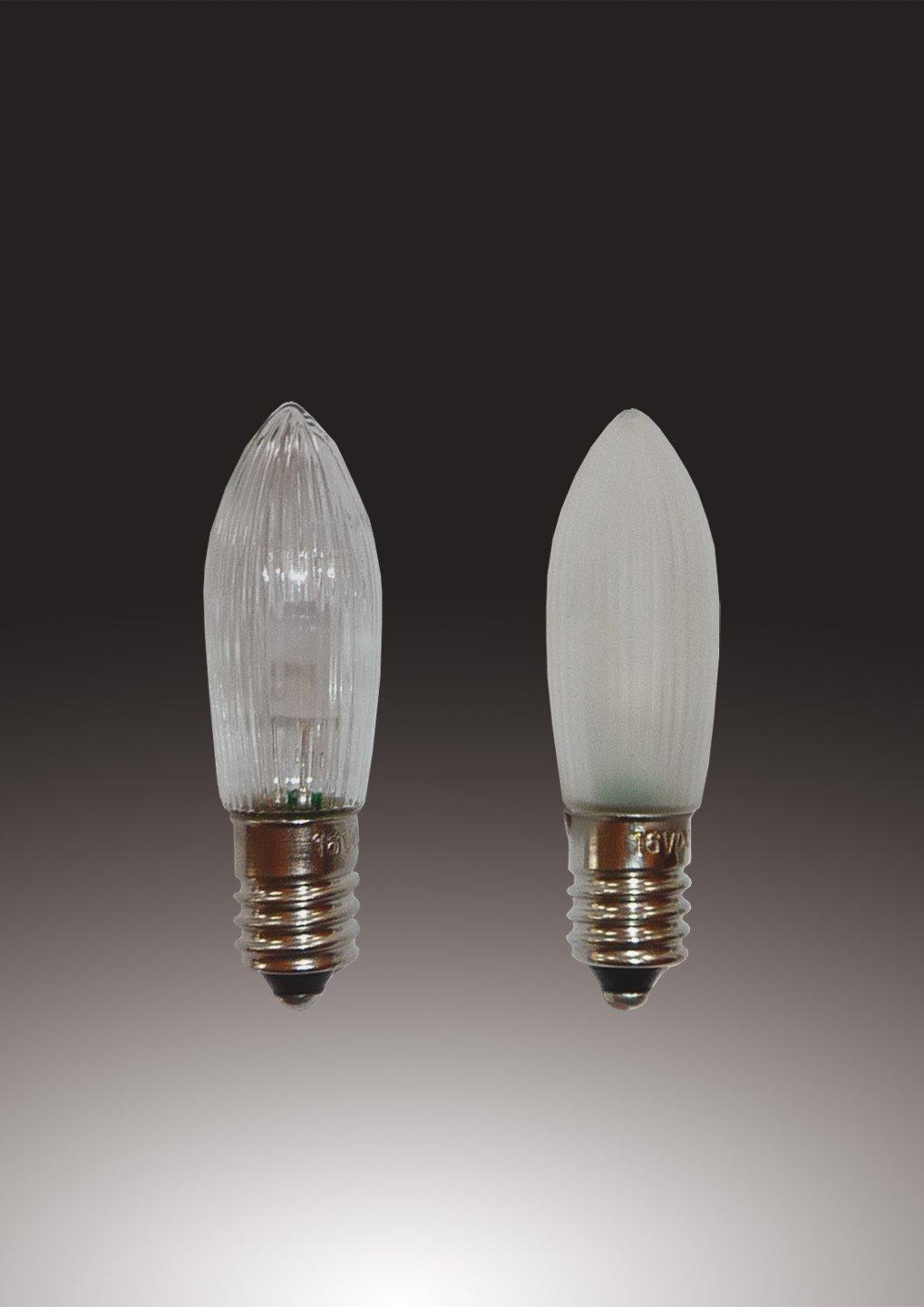 912234, LED-Riffelkerze, 12 V / 0,1 W, E 10, matt,LED: warm-weiß, 3er-Blister,für 20-tlg. Lichterketten
