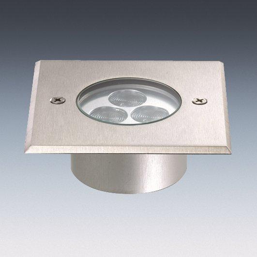 4.0026.40.02, Einbau-Scheinwerfer Quadtratische Aufsatzblende , Schutzart IP67 , V4A-Edelstahl 1.4571 , 3 POW-LED , total 5 W , CC 350 mA ,  , 3000K warm white , 405 lm , 10° spot , Kabel: UW, 2x0,5 q