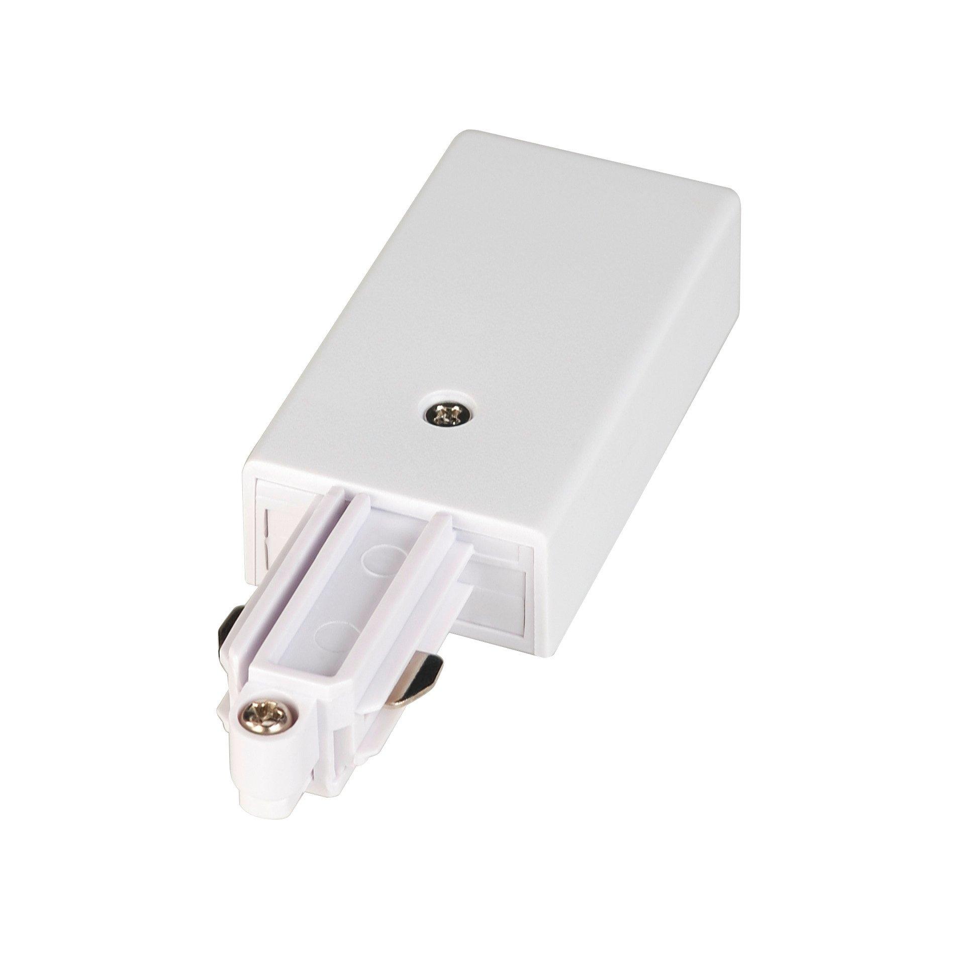 1~ A-Schiene Einspeiser Erde L weiß, EINSPEISER, für Hochvolt 1Phasen-Aufbauschiene, weiß, Erde links