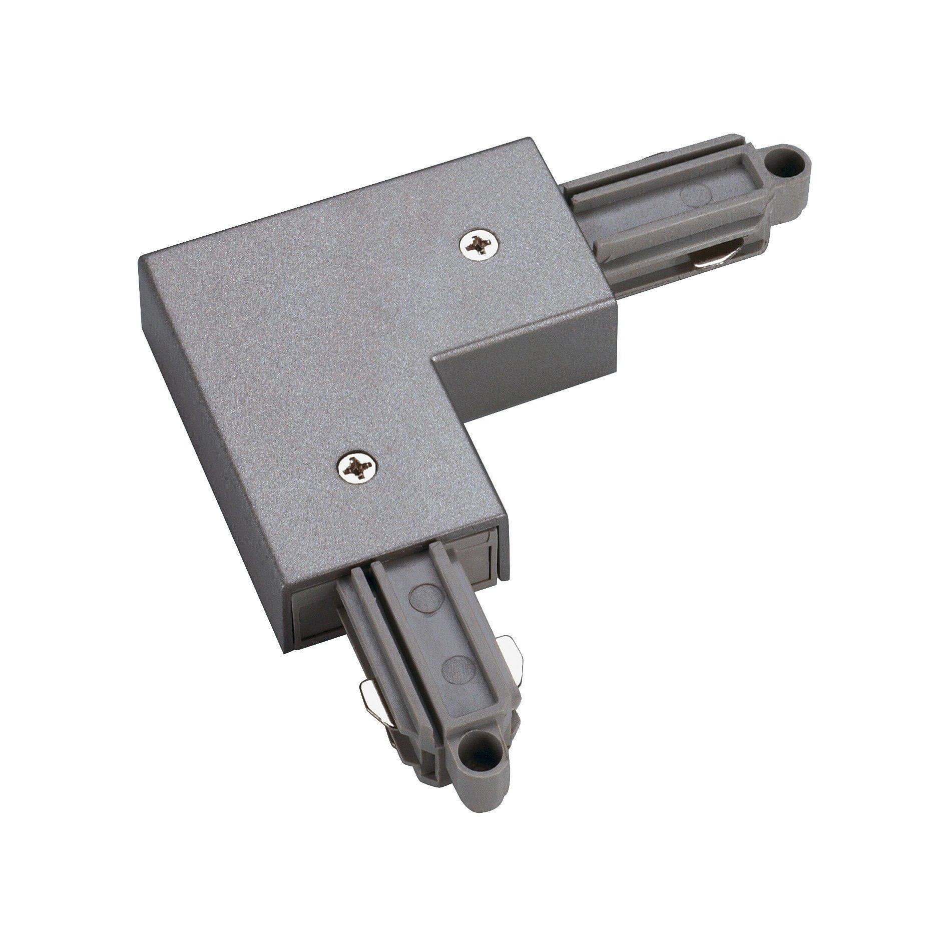 1~ A-Schiene L-Verb Erde außen grau, ECK-VERBINDER, für Hochvolt 1Phasen-Aufbauschiene, silbergrau, Erde außen