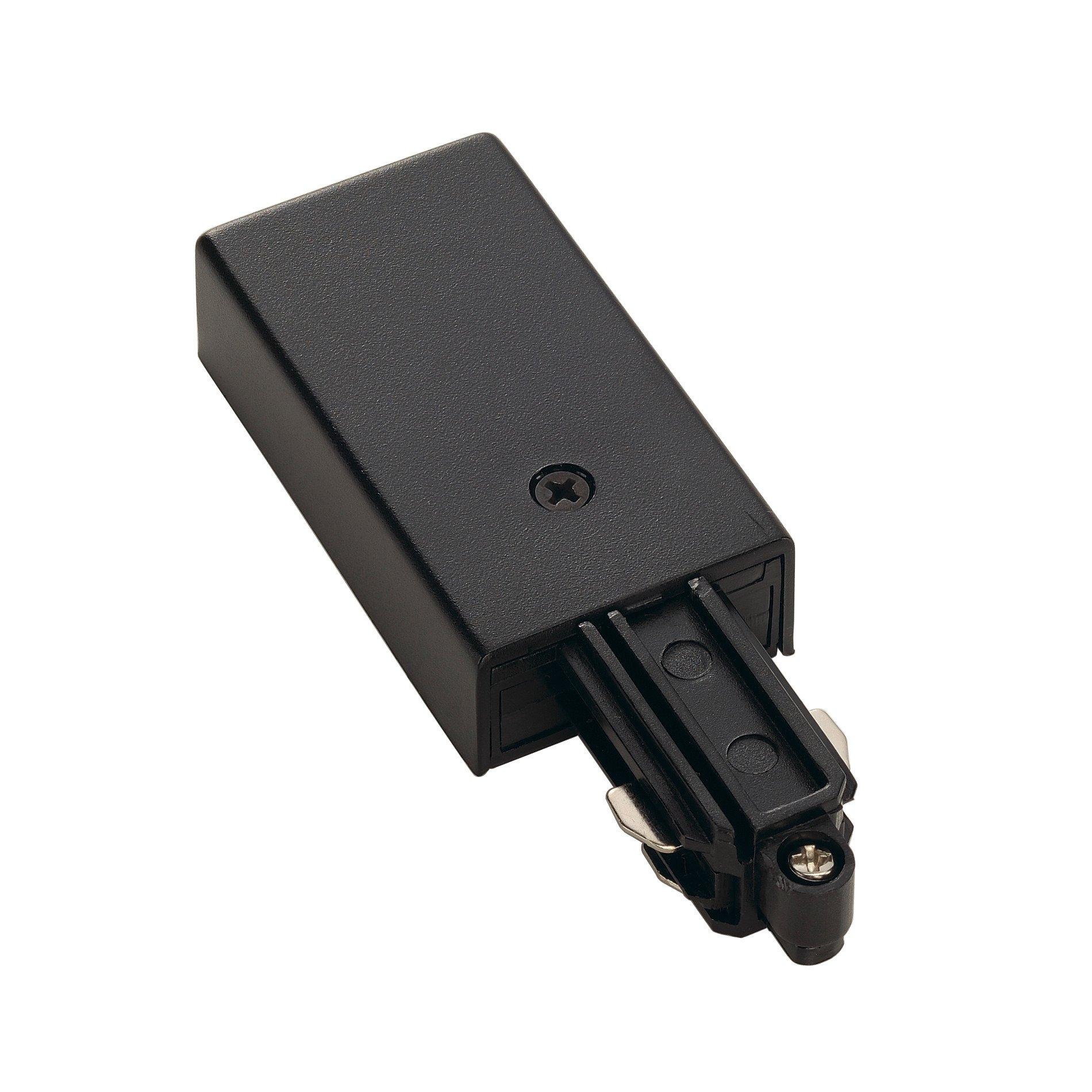 1~ A-Schiene Einspeiser Erde L schwarz, EINSPEISER, für Hochvolt 1Phasen-Aufbauschiene, schwarz, Erde links