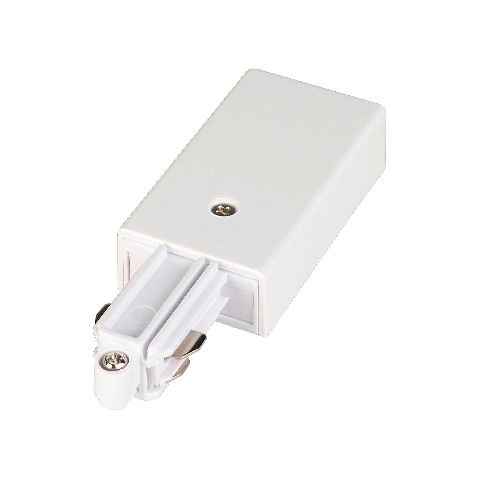 1~ A-Schiene Einspeiser Erde R weiß, EINSPEISER, für Hochvolt 1Phasen-Aufbauschiene, weiß, Erde rechts