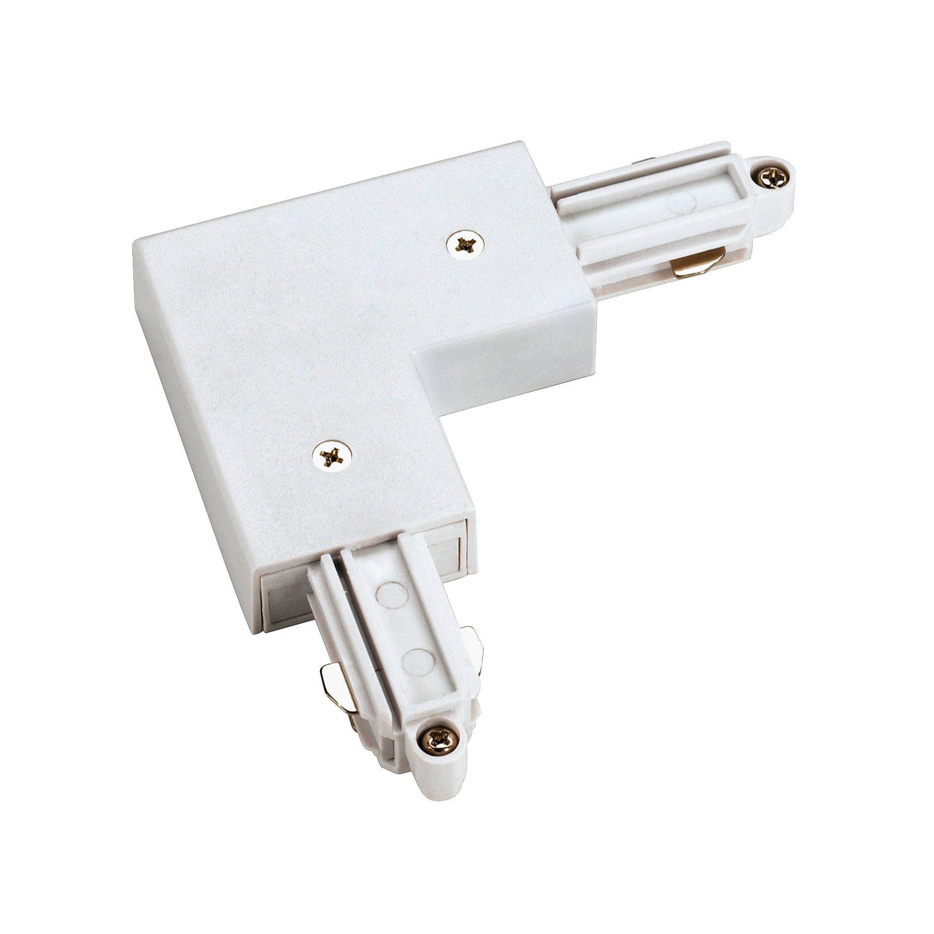 1~ A-Schiene L-Verb Erde außen weiß, ECK-VERBINDER, für Hochvolt 1Phasen-Aufbauschiene, weiß, Erde außen