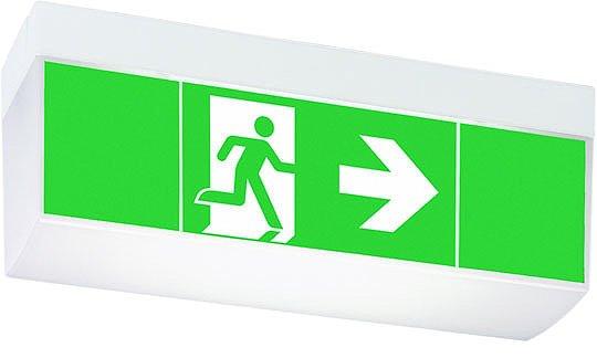 HCGLINE LED FH 3h, LED Rettungszeichenleuchte flache Haube (Wand), 1-3h, 17m, 3 Piktogramme