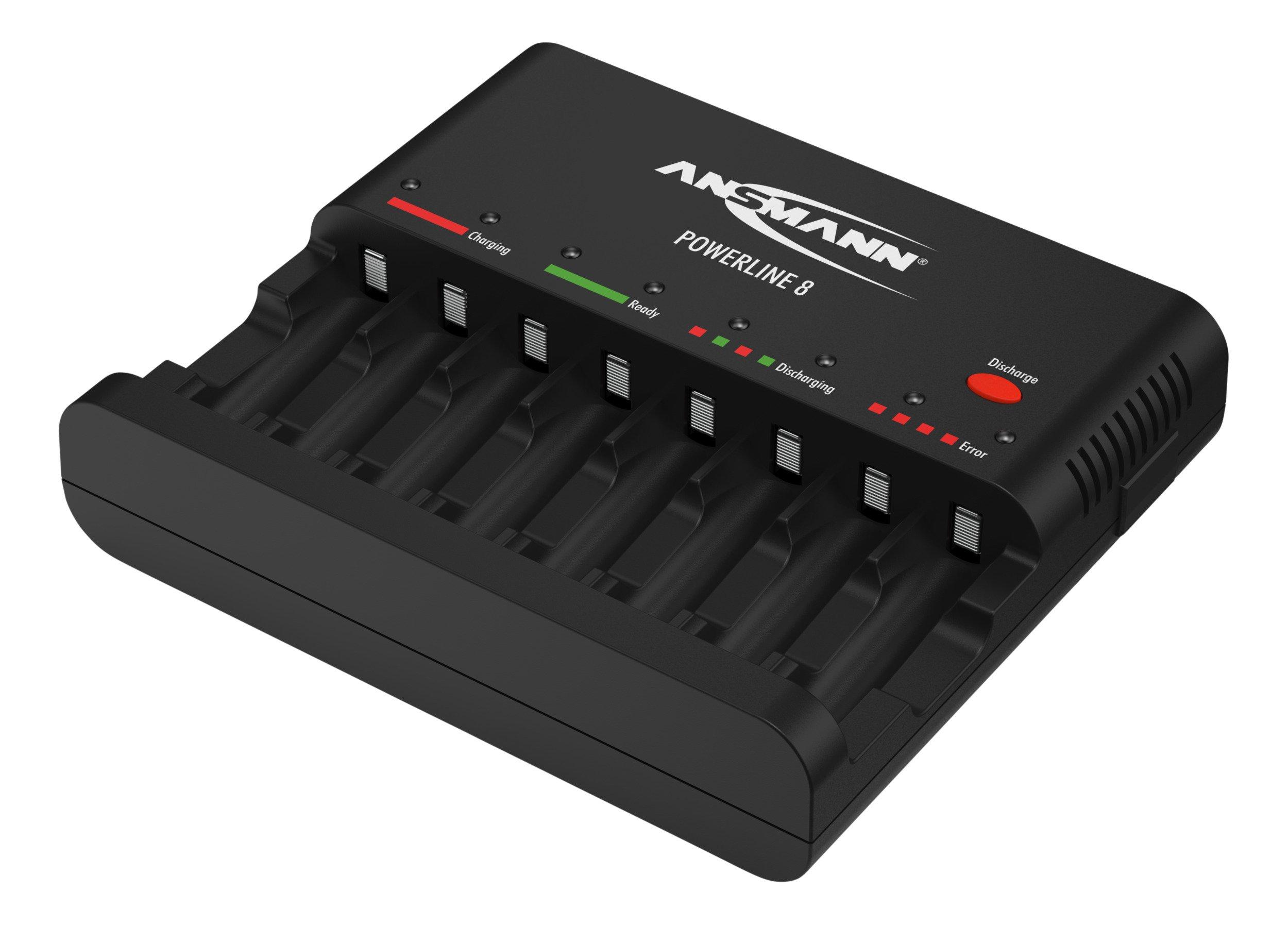 Powerline 8, Tisch-Ladegerät für 1-8 Micro AAA / Mignon AA Akkus, Entladefunktion