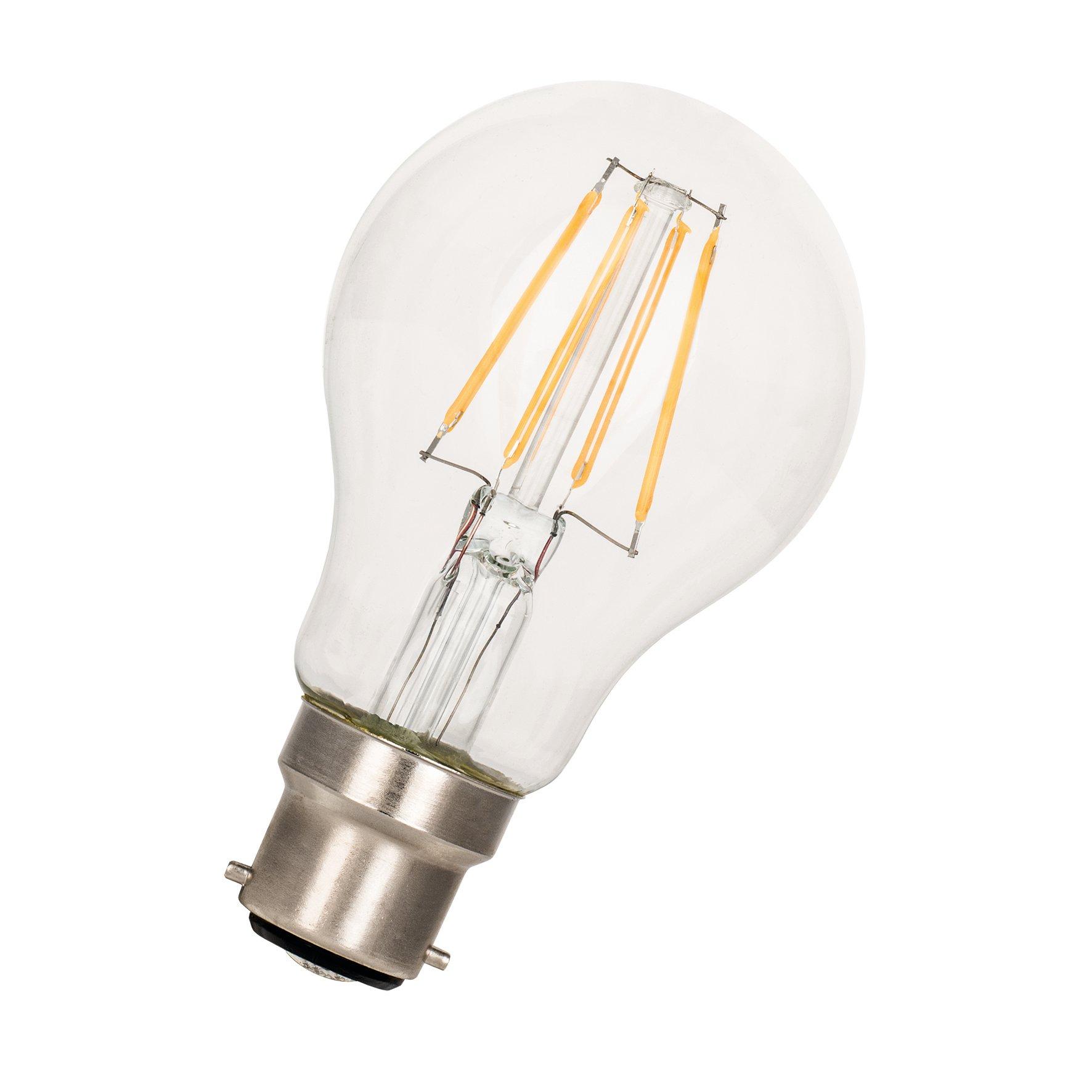 80100035100, LED FIL A60 B22d 5W (48W) 600lm 827 Klar