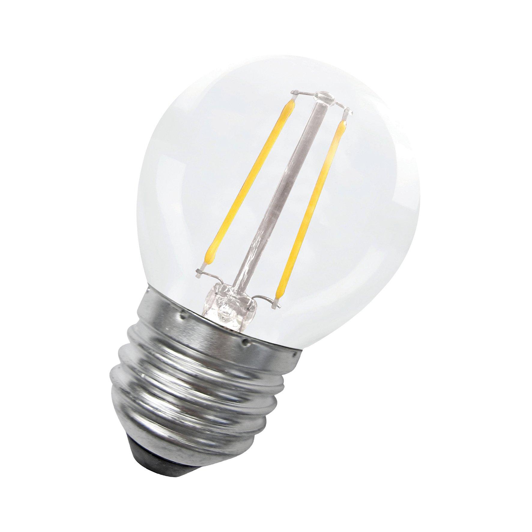 80100035104, LED FIL G45 E27 2W (19W) 180lm 827 Klar