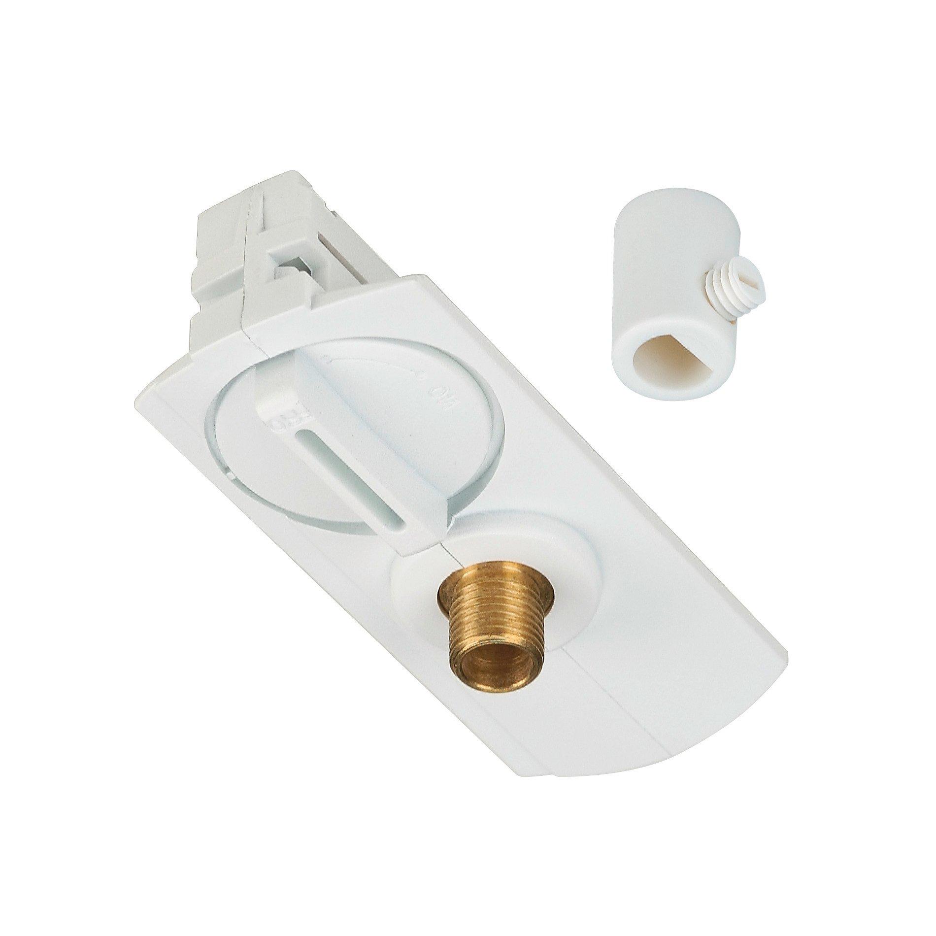 1~ Pendelleuchtenadapter weiß, PENDELLEUCHTENADAPTER, für Hochvolt 1Phasen-Aufbauschiene, weiß, inkl. Zugentlastung und Gewindestück