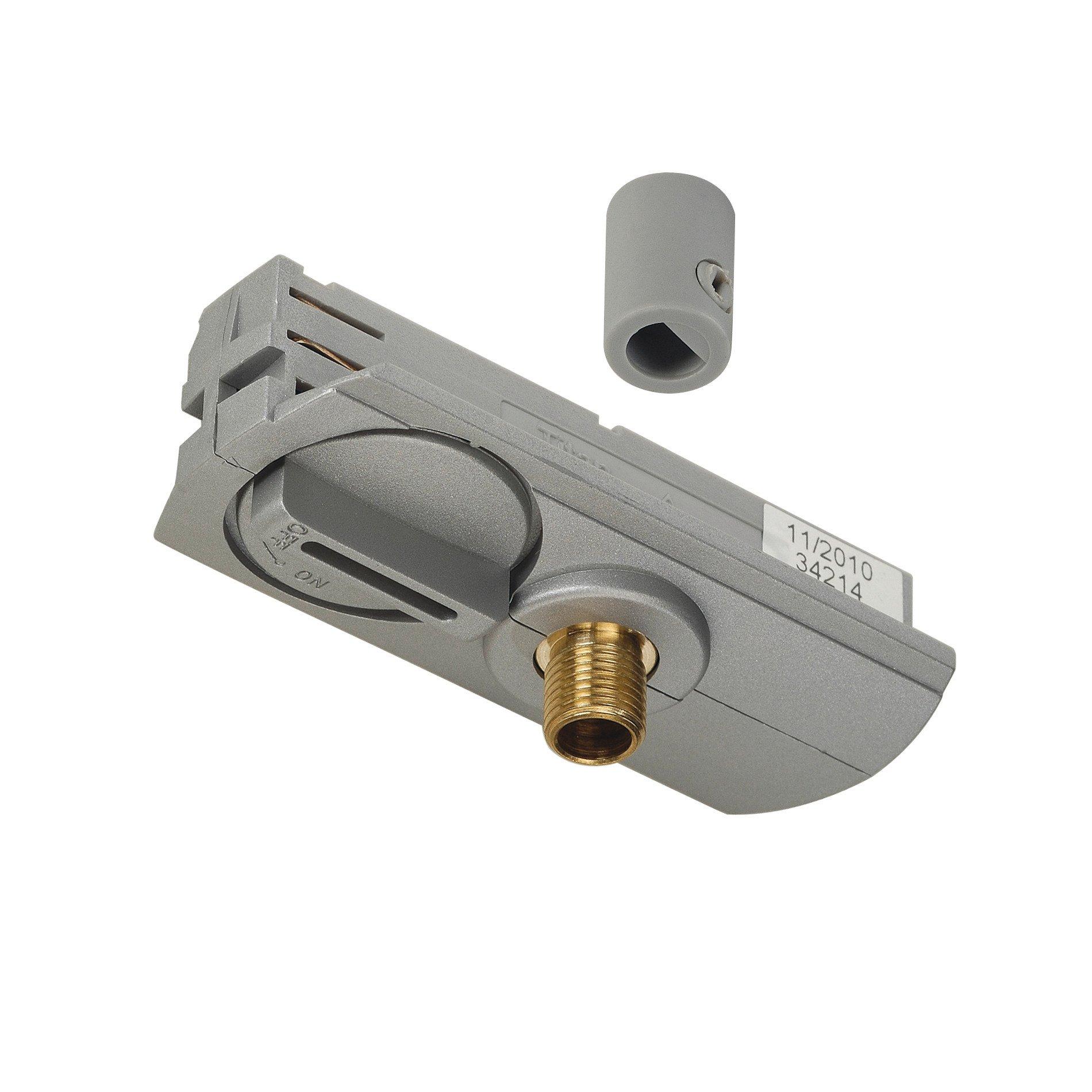 1~ Pendelleuchtenadapter grau, PENDELLEUCHTENADAPTER, für Hochvolt 1Phasen-Aufbauschiene, silbergrau, inkl. Zugentlastung und Gewindestück