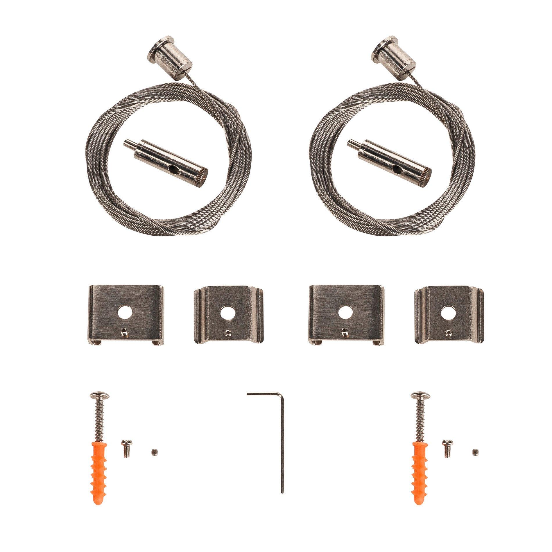 Drahtseilabhängung für Schienensysteme, Drahtseilabhängung, für EUTRAC®, S-TRACK und 1 Phasen- Schienen, 5 m, zweier Set