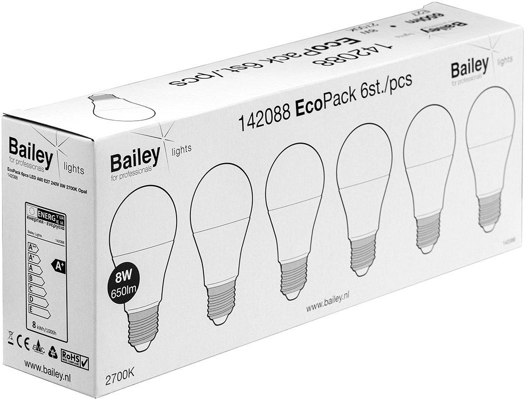 NLEDE27_8W55_2700K6P.01, 6er Pack; LED Retrofit E27, 8W(~55W), 2700K, 650lm, Winkel 270°, Birne (PE=1 VPE Inhalt 6 Stück)