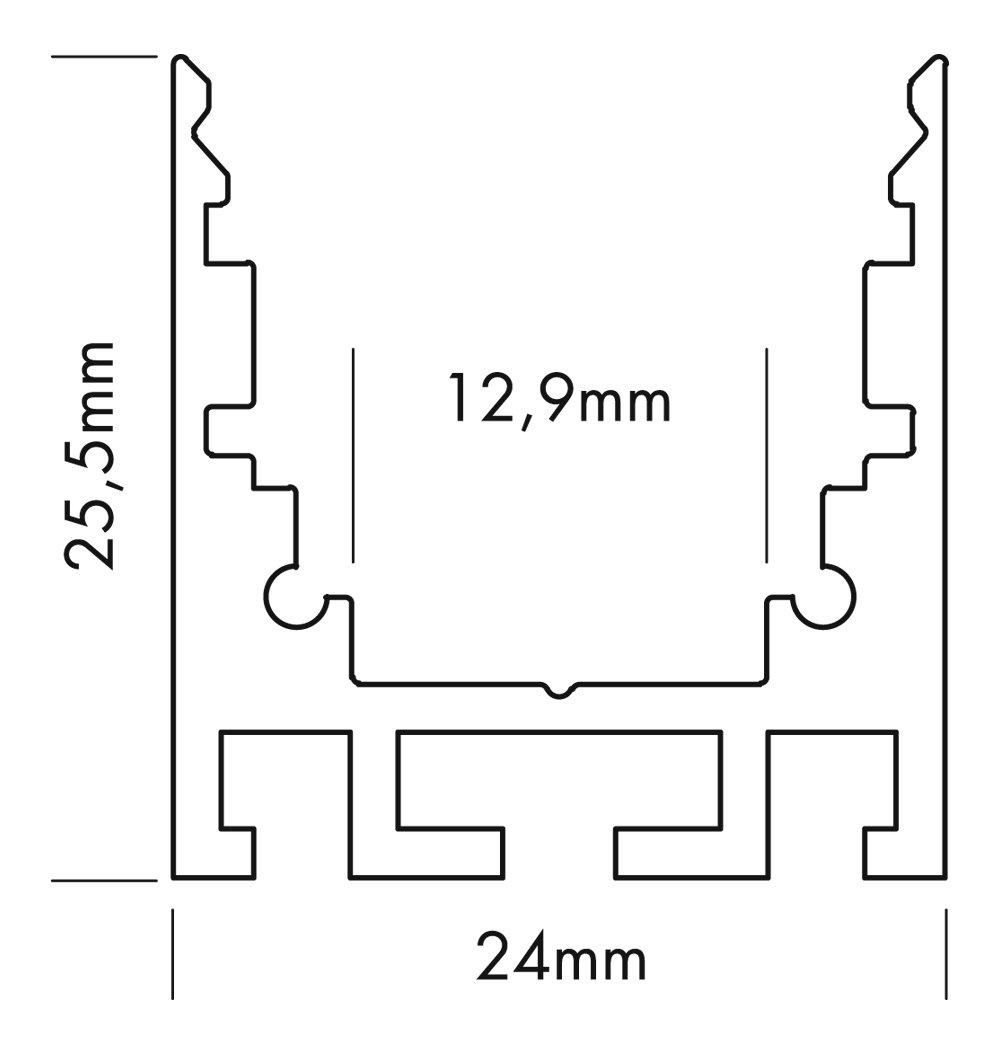 L690200W, ALUMINIUM PROFILE M-LINE STANDARD 24 weiß 2m